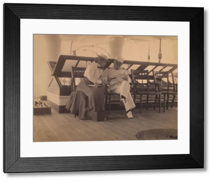 Framed Print : Frances B. Johnston and Admiral Dewey on the deck of the U.S.S. Olympia, 1899. Creator: Unknown Framed Print : Frances B. Johnston and Admiral Dewey on the deck of the U.S.S. Olympia, 1899. Creator: Unknown