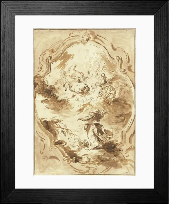 Framed Print : Elisha Watching Elijah Ascend in the Fiery Chariot, 1750 / 1755. Creator: Pietro Antonio Novelli Framed Print : Elisha Watching Elijah Ascend in the Fiery Chariot, 1750 / 1755. Creator: Pietro Antonio Novelli