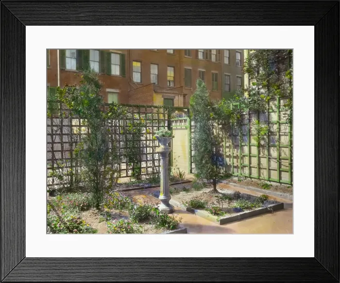 Framed Print : Unidentified townhouse garden, probably in New York, New York, or Philadelphia, Pennsylvania, c1922. Creator: Frances Benjamin Johnston Framed Print : Unidentified townhouse garden, probably in New York, New York, or Philadelphia, Pennsylvania, c1922. Creator: Frances Benjamin Johnston