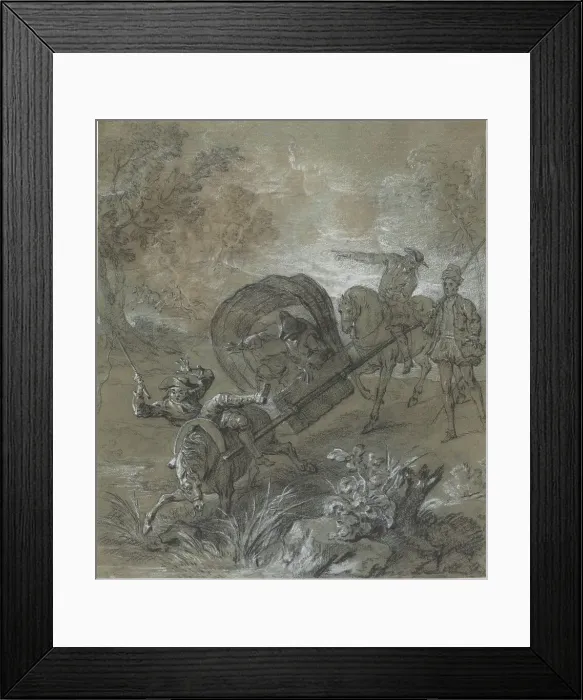 Framed Print : La Rancune en brancard, abattu dans le bourbier, 1726. Creator: Jean-Baptiste Oudry Framed Print : La Rancune en brancard, abattu dans le bourbier, 1726. Creator: Jean-Baptiste Oudry