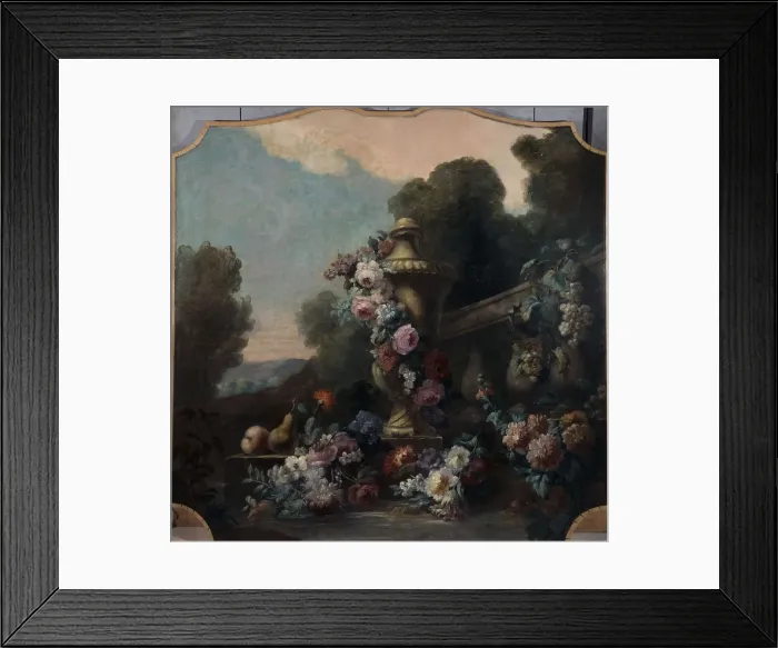 Framed Print : Vase, flowers, and fruit in a landscape, 1911. Creator: Felix Boutreux Framed Print : Vase, flowers, and fruit in a landscape, 1911. Creator: Felix Boutreux