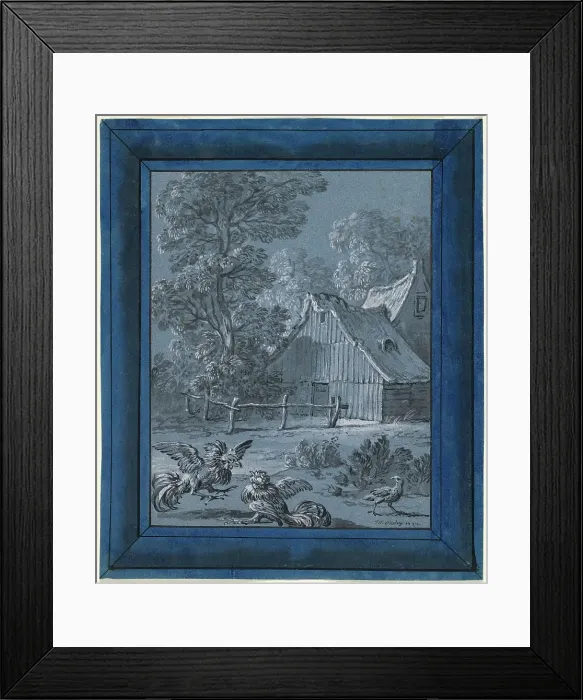 Framed Print : The Partridge and the Cocks, 1732. Creator: Jean-Baptiste Oudry Framed Print : The Partridge and the Cocks, 1732. Creator: Jean-Baptiste Oudry