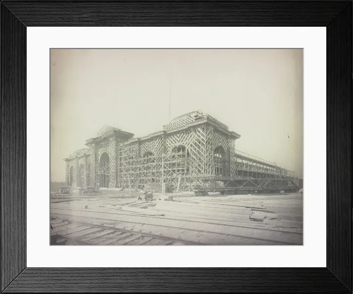 Framed Print : World's Fair, Chicago, 1892: Frame for Mines Building, 1892. Creator: Unknown