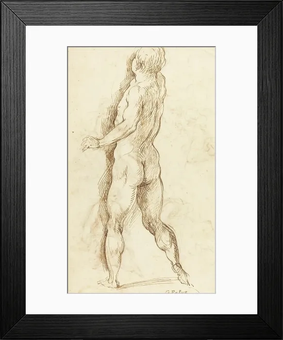 Framed Print : Nude Man Seen from Behind [verso]. Creator: Jacopo Palma