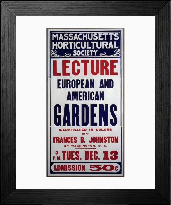Framed Print : Lecture, European and American Gardens...by Frances Benjamin Johnston, (1927?). Creator: Frances Benjamin Johnston Framed Print : Lecture, European and American Gardens...by Frances Benjamin Johnston, (1927?). Creator: Frances Benjamin Johnston