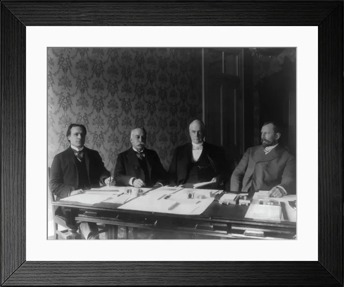 Framed Print : First Philippine Commission: Jacob G. Schurman, Admiral Dewey, Charels Denby and Dean... 1899. Creator: Unknown