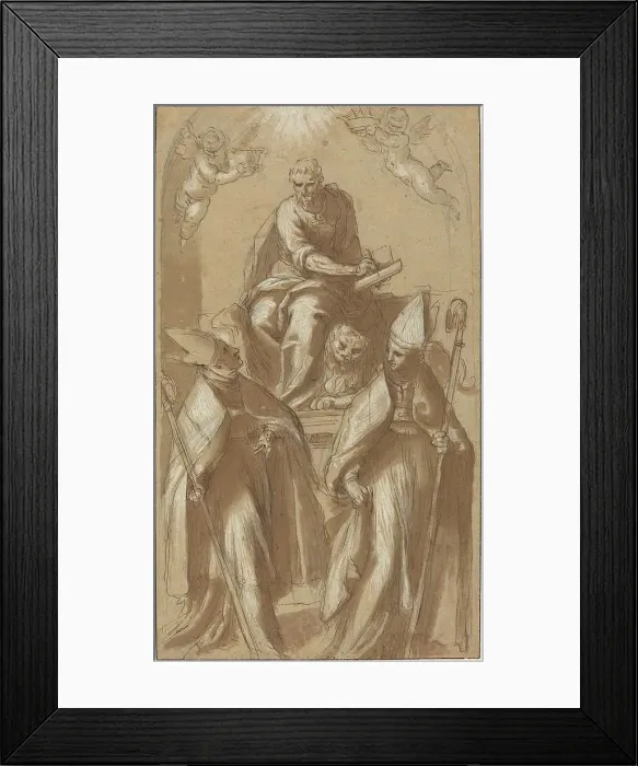 Framed Print : Saint Mark with Two Bishops and Putti, c. 1580. Creator: Jacopo Palma Framed Print : Saint Mark with Two Bishops and Putti, c. 1580. Creator: Jacopo Palma