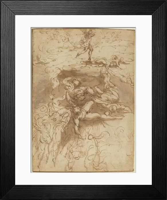 Framed Print : The Fall of the Rebel Angels [recto], c. 1524 / 1527. Creator: Parmigianino