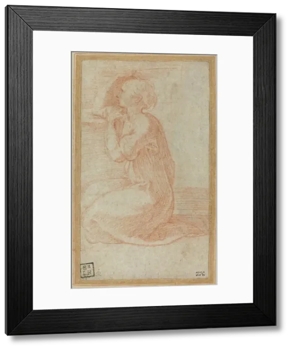 Framed Print : Kneeling Woman Lifting Her Hand to Her Head, in or after 1531. Creator: Parmigianino Framed Print : Kneeling Woman Lifting Her Hand to Her Head, in or after 1531. Creator: Parmigianino