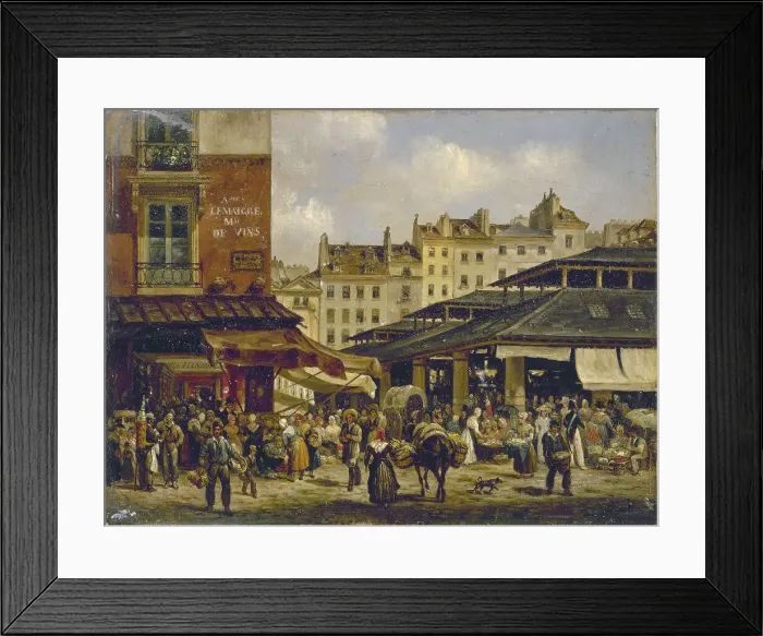 Framed Print : Les Halles and rue de la Cooperie, c1828. Creator: Giuseppe Canella Framed Print : Les Halles and rue de la Cooperie, c1828. Creator: Giuseppe Canella