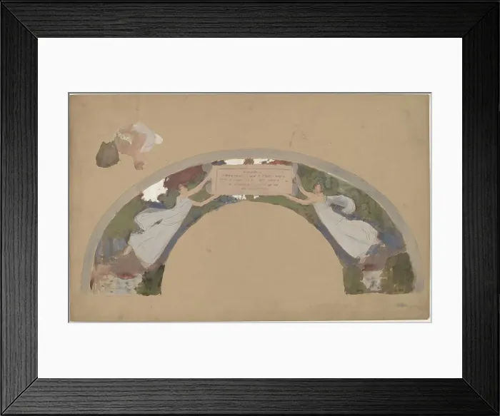 Framed Print : Study of Two Female Figures in Arched Border, 1890 / 1897. Creator: Charles Sprague Pearce Framed Print : Study of Two Female Figures in Arched Border, 1890 / 1897. Creator: Charles Sprague Pearce
