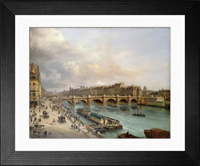 Framed Print : The Cite and the Pont-Neuf, seen from Quai du Louvre, 1832. Creator: Giuseppe Canella Framed Print : The Cite and the Pont-Neuf, seen from Quai du Louvre, 1832. Creator: Giuseppe Canella