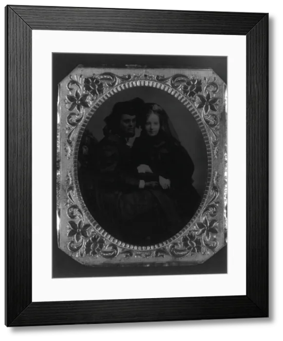 Framed Print : 2 young women, mother and aunt of Frances Benjamin Johnston, c1880. Creator: Unknown Framed Print : 2 young women, mother and aunt of Frances Benjamin Johnston, c1880. Creator: Unknown
