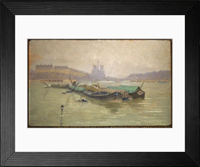 Framed Print : Ile Saint-Louis and Notre-Dame, seen from the Austerlitz bridge, c1910. Creator: Georges-Emile Carette Framed Print : Ile Saint-Louis and Notre-Dame, seen from the Austerlitz bridge, c1910. Creator: Georges-Emile Carette