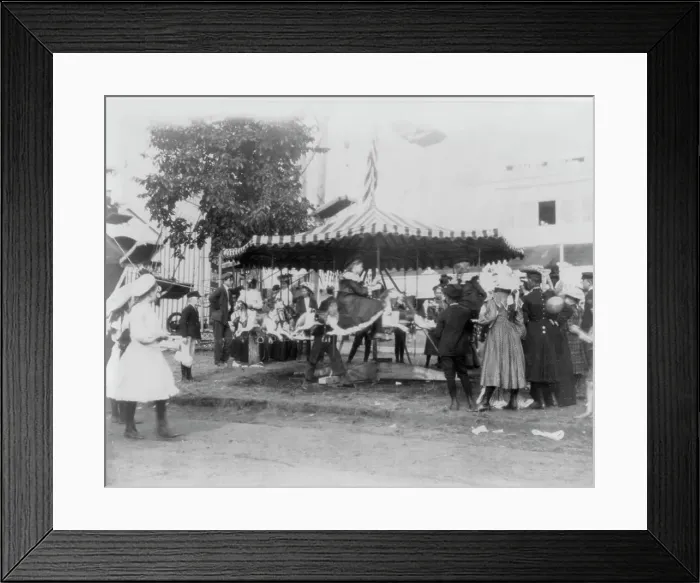 Framed Print : Minnesota State Fair: children on small merry-go-round, 1900?. Creator: Unknown Framed Print : Minnesota State Fair: children on small merry-go-round, 1900?. Creator: Unknown