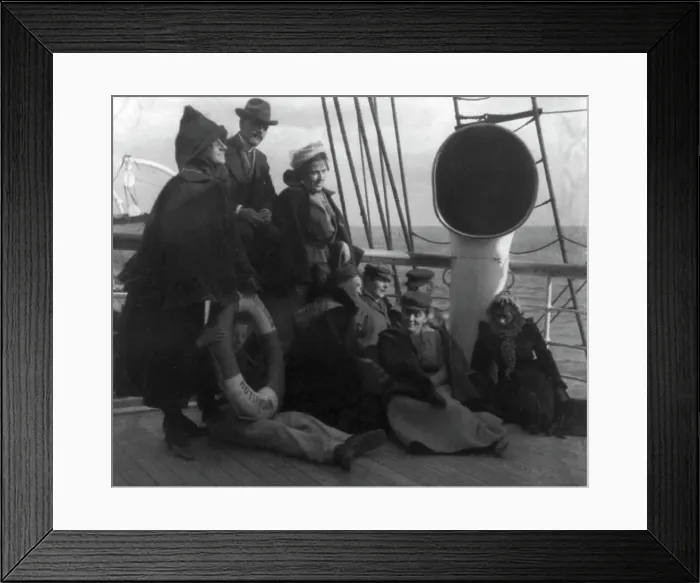 Framed Print : Group of passengers on deck of S.S. Amsterdam, c1910. Creator: Unknown Framed Print : Group of passengers on deck of S.S. Amsterdam, c1910. Creator: Unknown