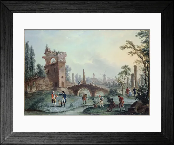 Framed Print : View of the gardens of Monceau, c1778. Creator: Louis de Carmontelle Framed Print : View of the gardens of Monceau, c1778. Creator: Louis de Carmontelle