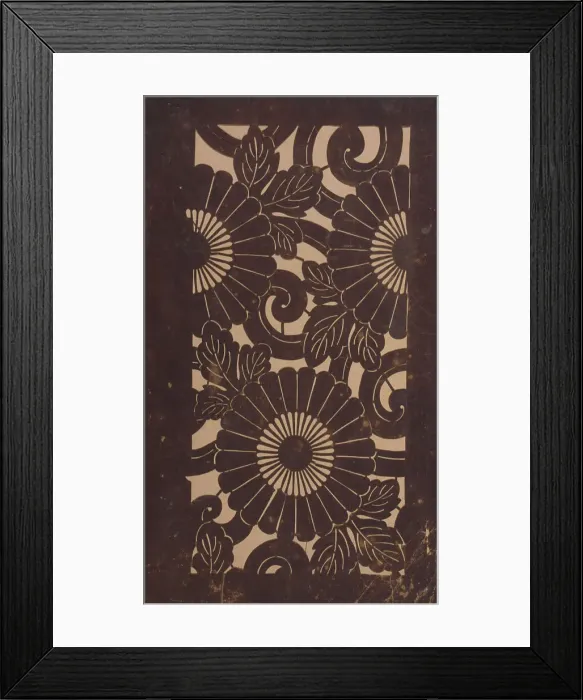 Framed Print : Katagami stencil with images of chrysanthemums, between 1900 and 1952. Creator: Unknown Framed Print : Katagami stencil with images of chrysanthemums, between 1900 and 1952. Creator: Unknown