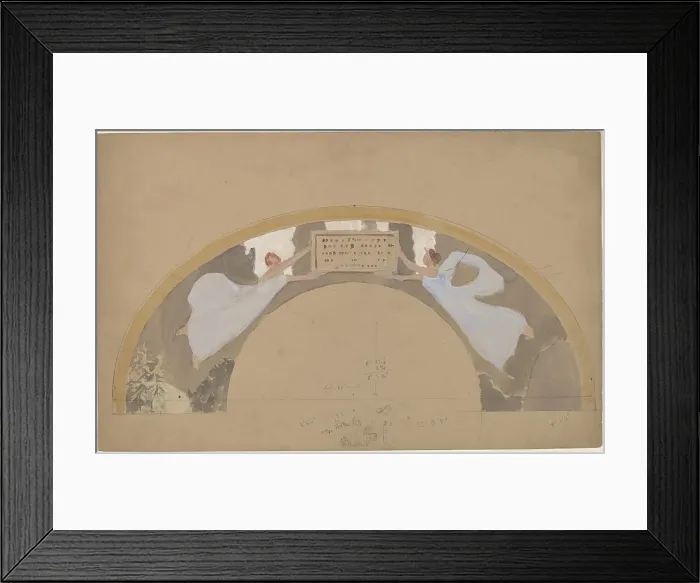 Framed Print : Study of Two Female Figures in Arched Border, 1890 / 1897. Creator: Charles Sprague Pearce Framed Print : Study of Two Female Figures in Arched Border, 1890 / 1897. Creator: Charles Sprague Pearce