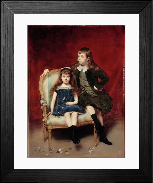 Framed Print : Portrait of Marguerite (1883-1973) and Robert (1880-1956) de Broglie, 1890. Creator: Charles Emile Auguste Carolus-Duran Framed Print : Portrait of Marguerite (1883-1973) and Robert (1880-1956) de Broglie, 1890. Creator: Charles Emile Auguste Carolus-Duran