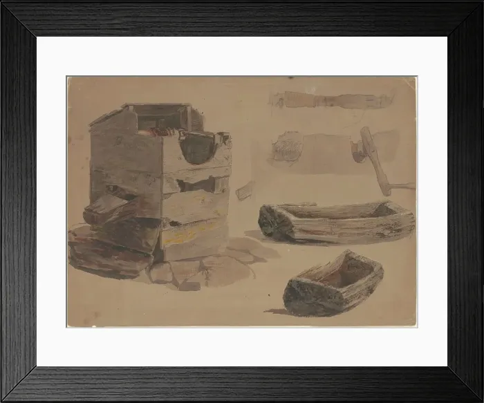 Framed Print : Studies of a Well and Wooden Trough, c. 1870-1900. Creator: Enoch Wood Perry Framed Print : Studies of a Well and Wooden Trough, c. 1870-1900. Creator: Enoch Wood Perry