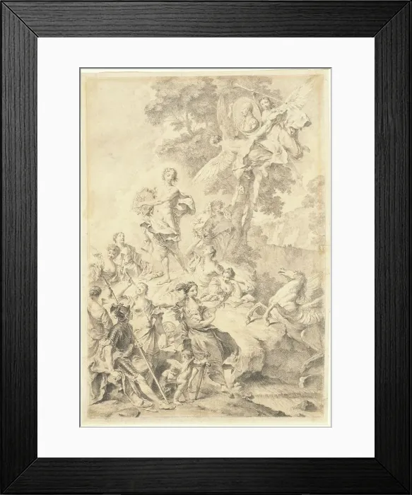 Framed Print : Apollo, the Muses, and Mars: In Praise of Tasso, 1740 / 1745. Creator: Giovanni Battista Piazzetta Framed Print : Apollo, the Muses, and Mars: In Praise of Tasso, 1740 / 1745. Creator: Giovanni Battista Piazzetta