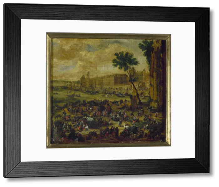Framed Print : The Louvre and Waterfront Gallery, seen from the Pont-Neuf, around 1650. Creator: Pieter Casteels Framed Print : The Louvre and Waterfront Gallery, seen from the Pont-Neuf, around 1650. Creator: Pieter Casteels