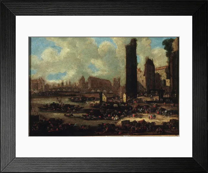 Framed Print : Pont-Neuf, the Cite, and the Porte de Nesle, around 1650. Creator: Pieter Casteels