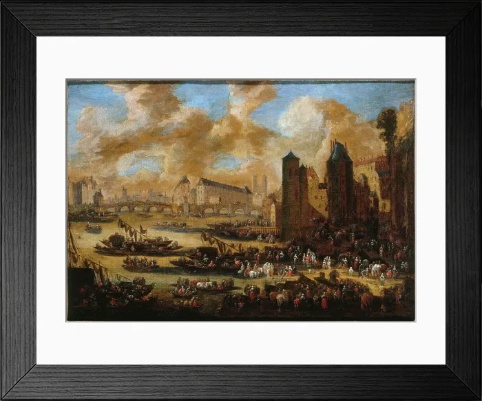 Framed Print : Pont-Neuf, the Cite, the tower and the Porte de Nesle, around 1650, c1650. Creator: Pieter Casteels Framed Print : Pont-Neuf, the Cite, the tower and the Porte de Nesle, around 1650, c1650. Creator: Pieter Casteels