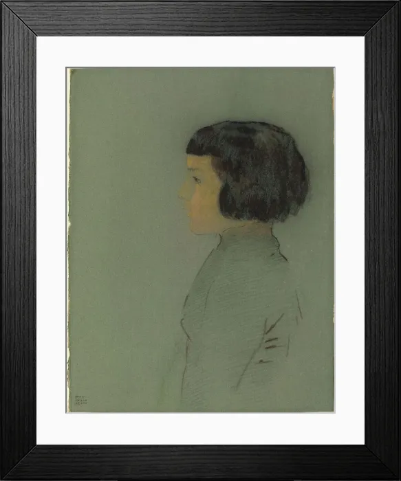 Framed Print : Young Woman in Profile, 1910. Creator: Odilon Redon Framed Print : Young Woman in Profile, 1910. Creator: Odilon Redon