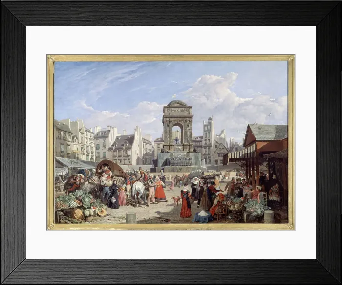 Framed Print : The market and the Fontaine des Innocents, 1822. Creator: John James Chalon Framed Print : The market and the Fontaine des Innocents, 1822. Creator: John James Chalon