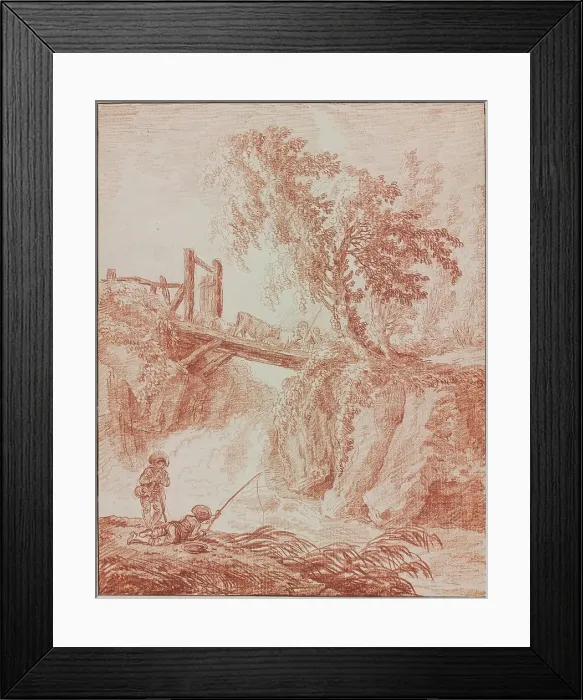 Framed Print : Herdsmen Crossing a Waterfall, 1770 / 1775. Creator: Hubert Robert Framed Print : Herdsmen Crossing a Waterfall, 1770 / 1775. Creator: Hubert Robert
