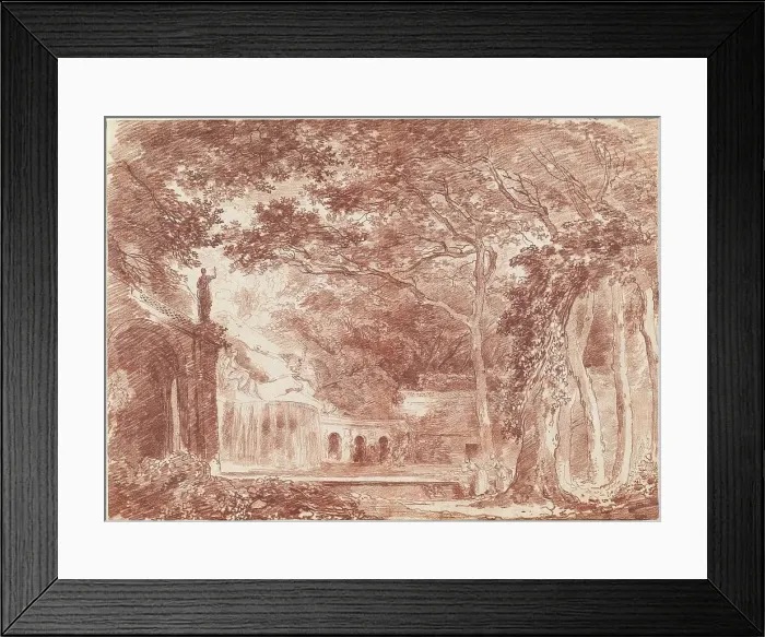 Framed Print : The Oval Fountain in the Gardens of the Villa d'Este, Tivoli, 1760. Creator: Hubert Robert Framed Print : The Oval Fountain in the Gardens of the Villa d'Este, Tivoli, 1760. Creator: Hubert Robert