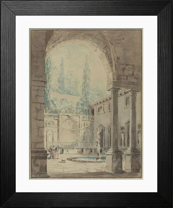Framed Print : Courtyard of the Villa Pliniana. Creator: Hubert Robert Framed Print : Courtyard of the Villa Pliniana. Creator: Hubert Robert