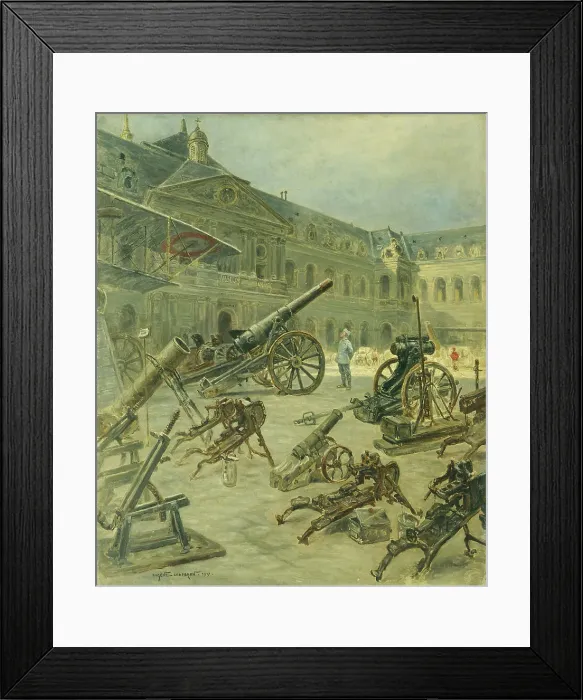 Framed Print : War trophies in the courtyard of les Invalides, in 1917. Creator: E Chaperon Framed Print : War trophies in the courtyard of les Invalides, in 1917. Creator: E Chaperon