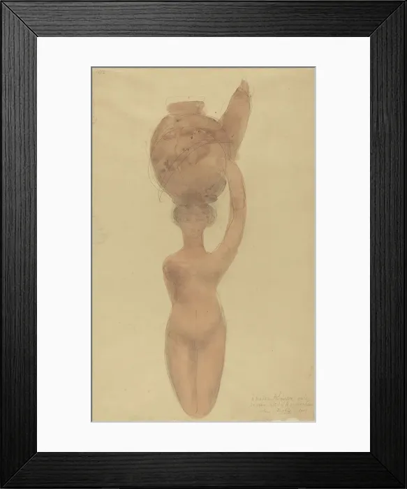 Framed Print : Nude Woman Carrying Vase on Head, 1909. Creator: Auguste Rodin Framed Print : Nude Woman Carrying Vase on Head, 1909. Creator: Auguste Rodin