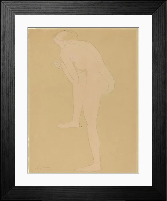 Framed Print : Figure Bending Forward with Right Knee Raised. Creator: Auguste Rodin Framed Print : Figure Bending Forward with Right Knee Raised. Creator: Auguste Rodin