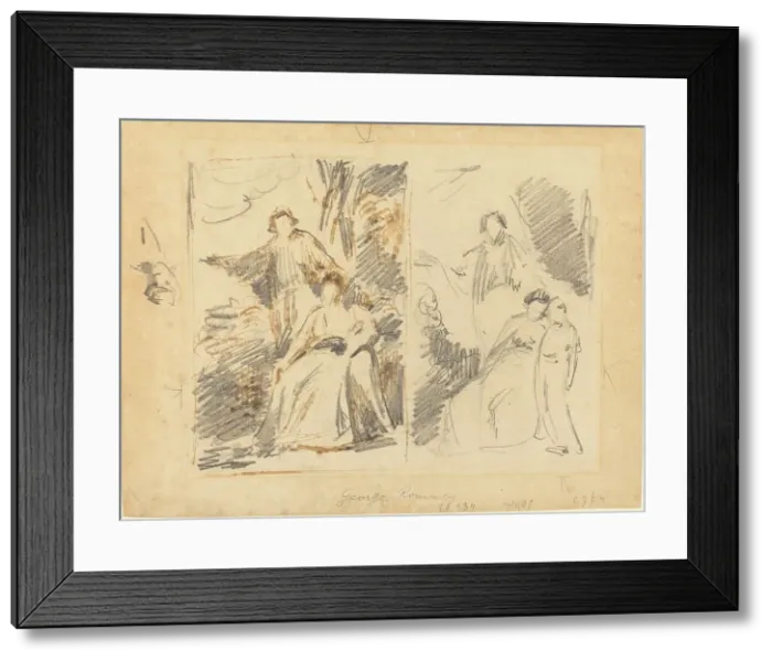 Framed Print : Two Studies for a Portrait of the Warren Family, c. 1768. Creator: George Romney Framed Print : Two Studies for a Portrait of the Warren Family, c. 1768. Creator: George Romney