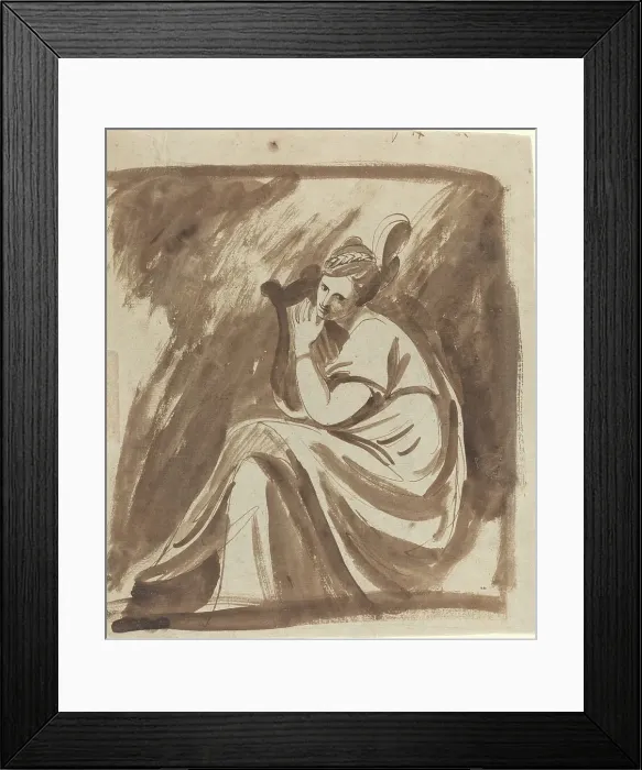 Framed Print : Lady Hamilton Playing a Lyre, c. 1785. Creator: George Romney Framed Print : Lady Hamilton Playing a Lyre, c. 1785. Creator: George Romney