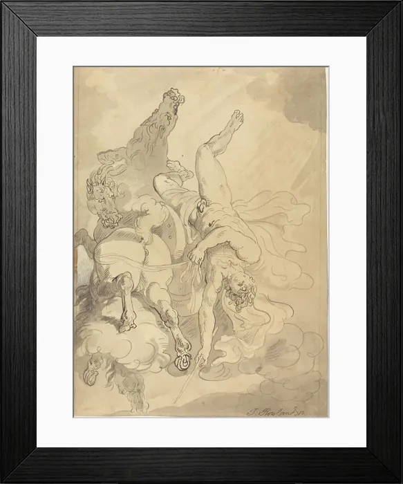 Framed Print : The Fall of Phaeton. Creator: Thomas Rowlandson Framed Print : The Fall of Phaeton. Creator: Thomas Rowlandson