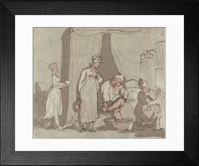 Framed Print : The Foot Bath (Drying Out). Creator: Thomas Rowlandson Framed Print : The Foot Bath (Drying Out). Creator: Thomas Rowlandson