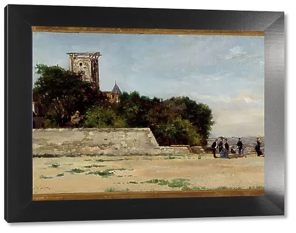 Top of Montmartre hill, with Solferino tower, circa 1870, c1870. Creator: Louis Marie Jean-Baptiste Chevalier