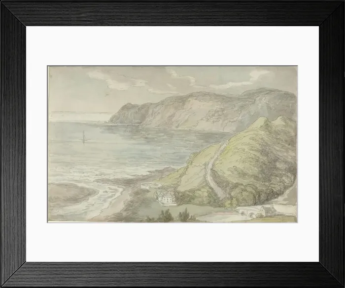 Framed Print : View from the Inn at Lynton, probably 1811. Creator: Thomas Rowlandson Framed Print : View from the Inn at Lynton, probably 1811. Creator: Thomas Rowlandson