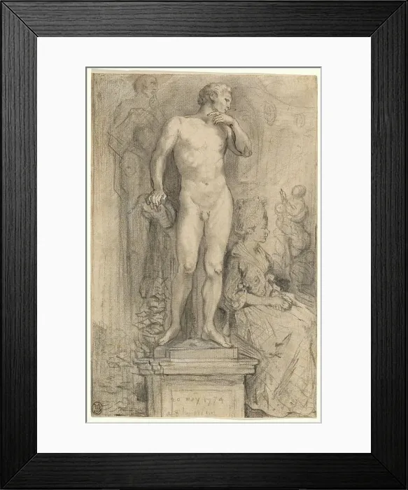 Framed Print : Rendezvous in the Palais Royal, 1774. Creator: Gabriel de Saint-Aubin Framed Print : Rendezvous in the Palais Royal, 1774. Creator: Gabriel de Saint-Aubin
