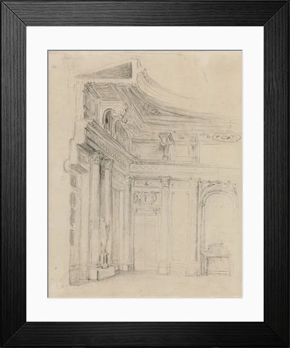 Framed Print : Corner of a Drawing Room. Creator: Gabriel de Saint-Aubin Framed Print : Corner of a Drawing Room. Creator: Gabriel de Saint-Aubin