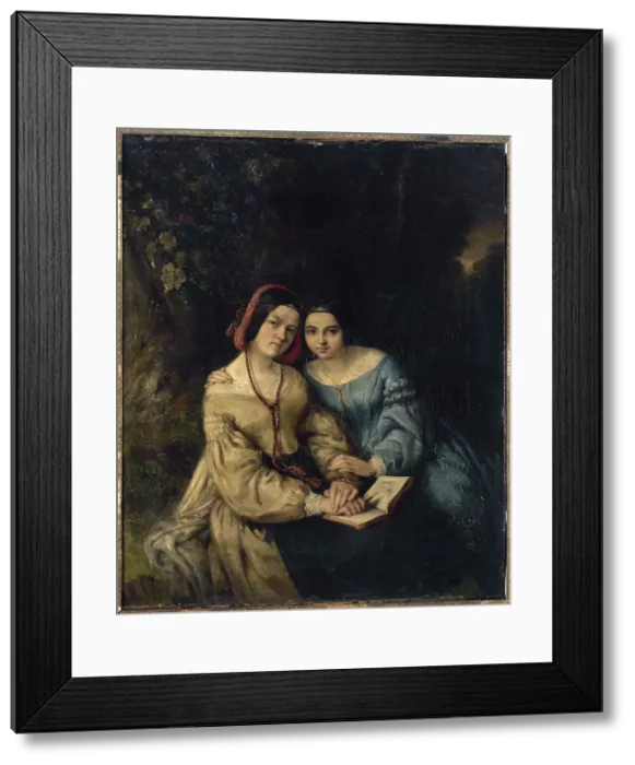 Framed Print : Portraits of Héloïse and Anaïs Colin, by themselves, 1836. Creators: Adèle-Anaïs Colin, Heloise Leloir Framed Print : Portraits of Héloïse and Anaïs Colin, by themselves, 1836. Creators: Adèle-Anaïs Colin, Heloise Leloir