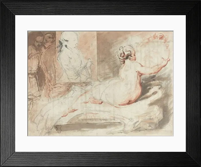 Framed Print : Figure Sketches. Creator: Gabriel de Saint-Aubin Framed Print : Figure Sketches. Creator: Gabriel de Saint-Aubin