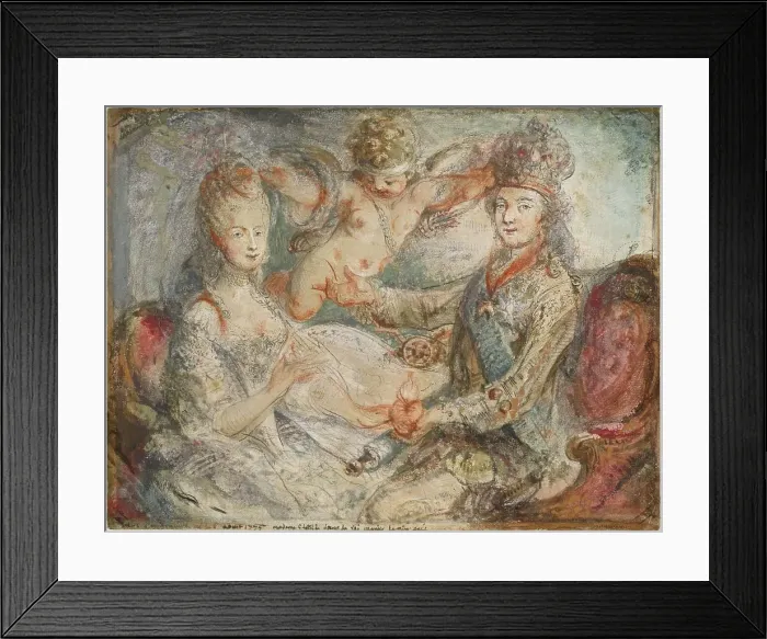 Framed Print : Louis XVI and Marie-Antoinette Crowned by Love, 1775. Creator: Gabriel de Saint-Aubin Framed Print : Louis XVI and Marie-Antoinette Crowned by Love, 1775. Creator: Gabriel de Saint-Aubin