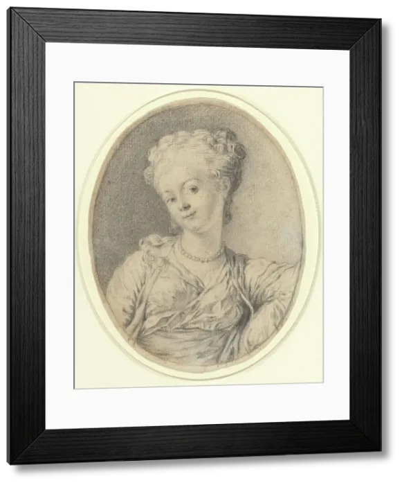Framed Print : Lady's Head. Creator: Gabriel de Saint-Aubin Framed Print : Lady's Head. Creator: Gabriel de Saint-Aubin