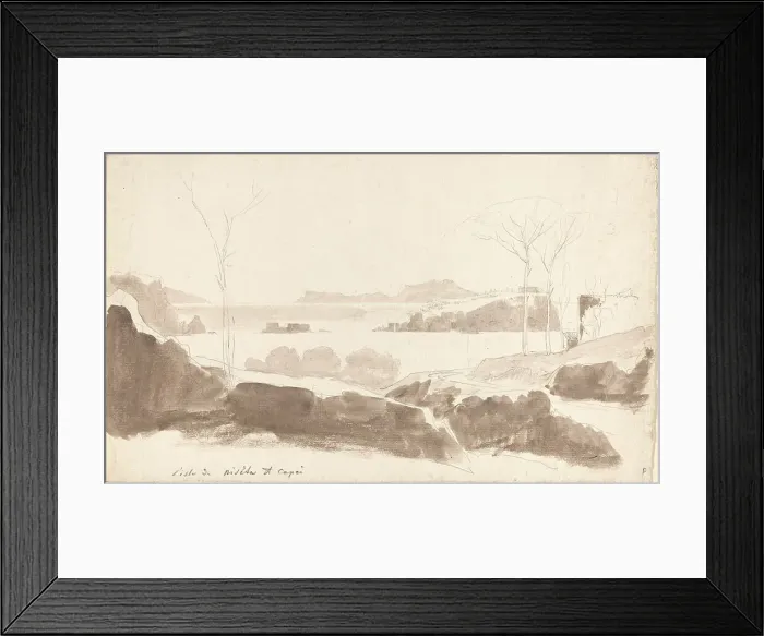 Framed Print : View of the Islands of Nisida and Capri, probably 1819. Creator: Friedrich Salathe Framed Print : View of the Islands of Nisida and Capri, probably 1819. Creator: Friedrich Salathe